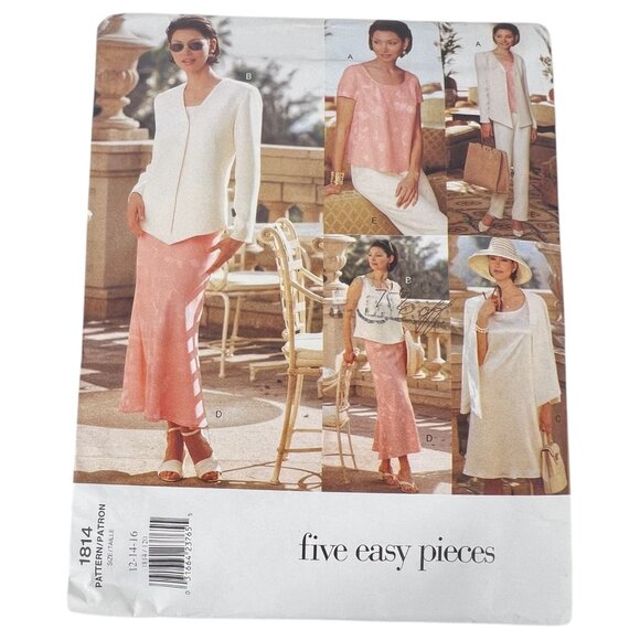 1996 Vogue 1814 Sewing Pattern Petite 12 14 16 Jacket Top Skirt Pant Dress UC FF - Picture 2 of 5